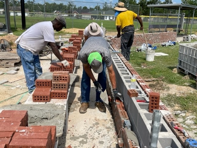 Brick work being done on Field 8